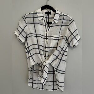 Theory White and Blue Check Shirt